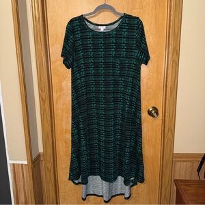 LuLaRoe Stylish Green and Black Striped Dress
